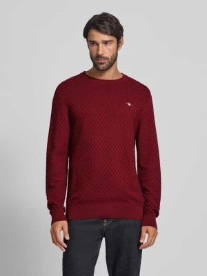 Sweter z dzianiny z okrągłym dekoltem i wyhaftowanym logo Gant