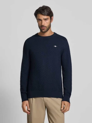 Sweter z dzianiny z okrągłym dekoltem i wyhaftowanym logo Gant