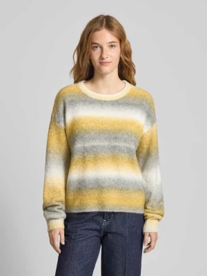 Sweter z dzianiny z okrągłym dekoltem model ‘AMIRA’ JJXX Żółty