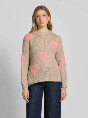 Sweter z dzianiny z okrągłym dekoltem model ‘Bo44nita’ ZABAIONE