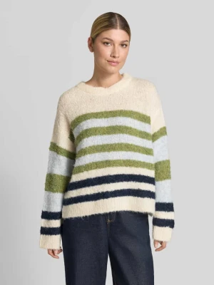 Sweter z dzianiny z okrągłym dekoltem model 'BOSELE' Ichi Złamany biały