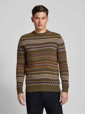 Sweter z dzianiny z okrągłym dekoltem model ‘Case Fairisle’ Barbour