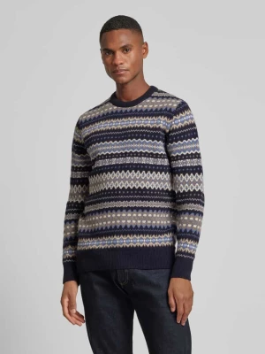 Sweter z dzianiny z okrągłym dekoltem model ‘Case Fairisle’ Barbour