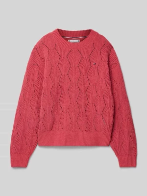 Sweter z dzianiny z okrągłym dekoltem model ‘CHENILLE’ Tommy Hilfiger Teens