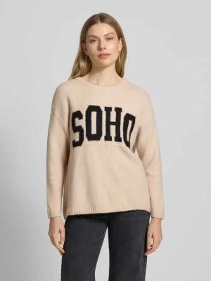 Sweter z dzianiny z okrągłym dekoltem model ‘Cl44ara’ ZABAIONE