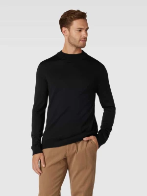 Sweter z dzianiny męski JOOP! Collection;Czysta żywa wełna;Prosty krój;Model ‘Davide’;Jednolity kolor;Okrągły dekolt;Detal z logo;Długość tyłu w rozmiarze M: 69