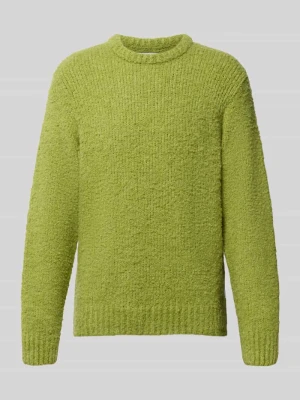 Sweter z dzianiny z okrągłym dekoltem model 'DUN' Edwin Neonowy zielony