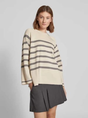 Sweter z dzianiny z okrągłym dekoltem model ‘FIFI’ Noisy May Écru