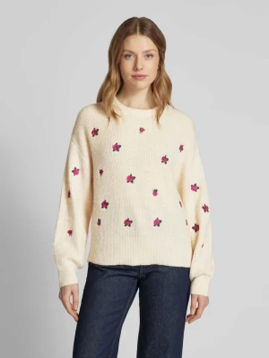 Sweter z dzianiny z okrągłym dekoltem model ‘FLEUR’ YAS