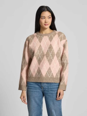 Sweter z dzianiny z okrągłym dekoltem model ‘Grsargyle’ FREE/QUENT