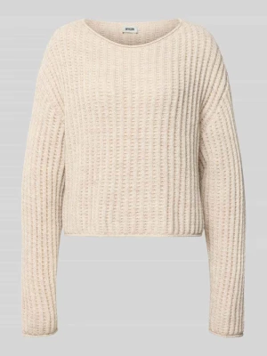 Sweter z dzianiny z okrągłym dekoltem model 'IMENY' Drykorn Piaskowy melanż