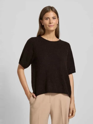 Sweter z dzianiny z okrągłym dekoltem model ‘KAMARA’ Ichi