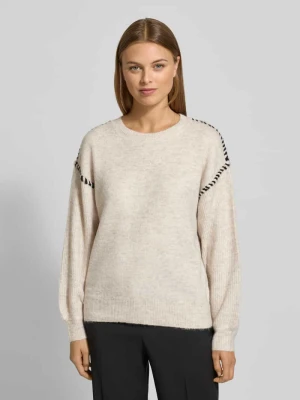 Sweter z dzianiny z okrągłym dekoltem model ‘Kinlock’ FREE/QUENT