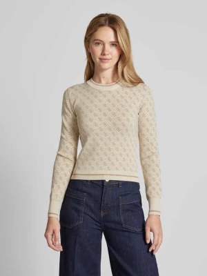 Sweter z dzianiny z okrągłym dekoltem model ‘LISE’ Guess