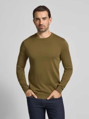 Sweter z dzianiny z okrągłym dekoltem model ‘OSVALD’ casual friday