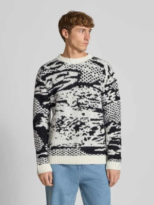 Sweter z dzianiny z okrągłym dekoltem model ‘PANKU’ Edwin