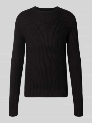 Sweter z dzianiny z okrągłym dekoltem model 'PANNEL' Jack&Jones Czarny