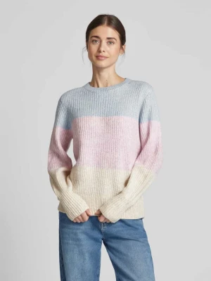 Sweter z dzianiny z okrągłym dekoltem model ‘POLLIE’ Vila