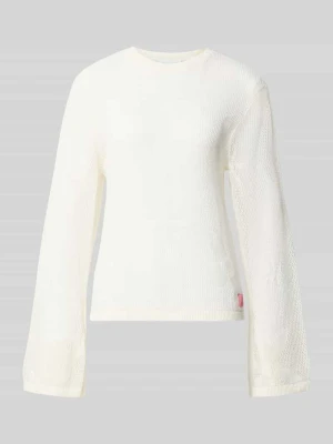 Sweter z dzianiny z okrągłym dekoltem model 'Ronja' Oh April Beżowy
