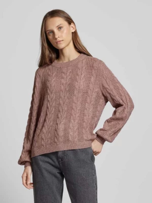 Sweter z dzianiny z okrągłym dekoltem model ‘RUBINA’ Only