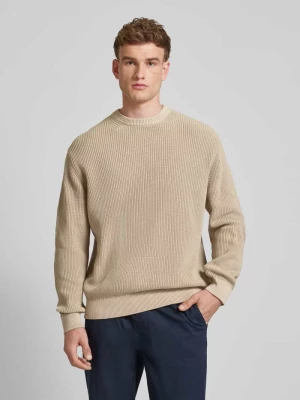 Sweter z dzianiny z okrągłym dekoltem model ‘RUNE’ ANNARR