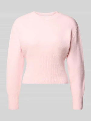 Sweter z dzianiny z okrągłym dekoltem Model 'SLOAN' Noisy May Różowy