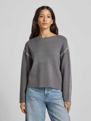 Sweter z dzianiny z okrągłym dekoltem model ‘STITCHA’ YAS
