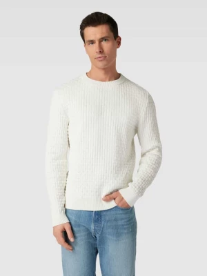 Sweter z dzianiny z okrągłym dekoltem model ‘Stubon’ HUGO