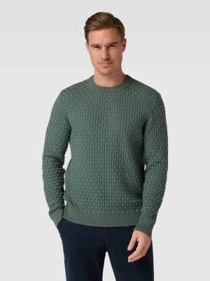 Sweter z dzianiny z okrągłym dekoltem model ‘Stubon’ HUGO