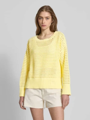 Sweter z dzianiny z okrągłym dekoltem model ‘Sumeria’ Hugo Blue