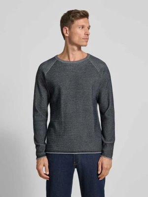 Sweter z dzianiny z okrągłym dekoltem model ‘TITZIAN’ Drykorn Niebieski