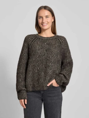 Sweter z dzianiny w kroju relaxed fit z mieszanką wełny i alpaki Model 'Unnur' MOS MOSH