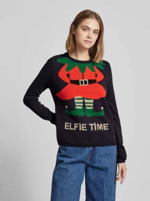 Sweter z dzianiny z okrągłym dekoltem model ‘XMAS SELFIE’ Only