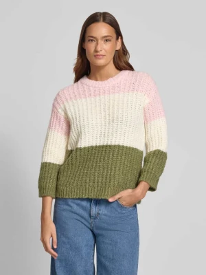 Sweter z dzianiny z okrągłym dekoltem MORE & MORE