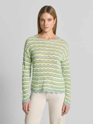 sweter z dzianiny z okrągłym dekoltem MORE & MORE