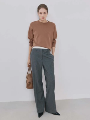 Sweter z dzianiny z okrągłym dekoltem średni brązowy - Kobieta - - MANGO