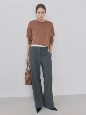 Sweter z dzianiny z okrągłym dekoltem średni brązowy - Kobieta - - MANGO
