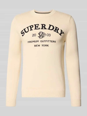 Sweter z dzianiny z okrągłym dekoltem Superdry Beżowy