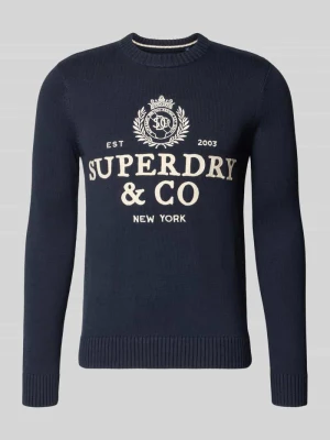 Sweter z dzianiny z okrągłym dekoltem Superdry Granatowy