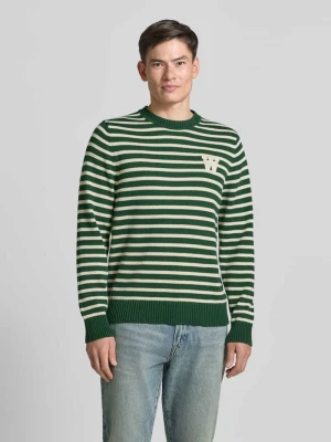 sweter z dzianiny z okrągłym dekoltem Wood Wood Trawiasty zielony