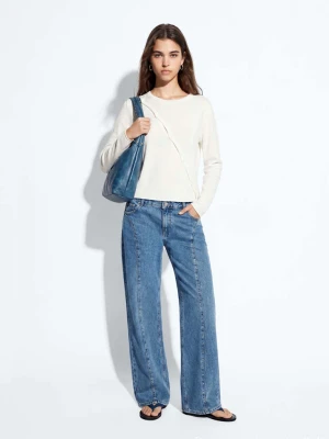 Sweter z dzianiny z ozdobnym zapięciem biały - Teen - MANGO TEEN