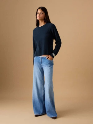 Sweter z dzianiny z ozdobnymi guzikami granatowy - Teen - - MANGO TEEN