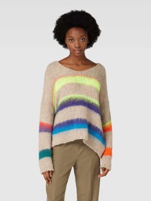 Sweter z dzianiny z paskami w kontrastowym kolorze miss goodlife