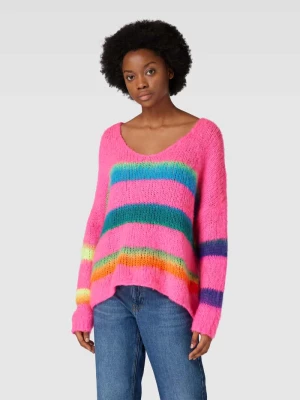 Sweter z dzianiny z paskami w kontrastowym kolorze miss goodlife