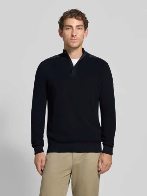 Sweter z dzianiny z poduszkami na ramionach Bugatti Granatowy