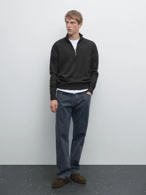 Sweter Z Dzianiny Z Półgolfem - Brudnoszary - - Massimo Dutti - Mężczyzna