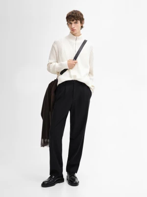 Sweter Z Dzianiny Z Półgolfem - Ecru - - Massimo Dutti - Mężczyzna