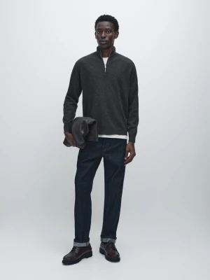 Sweter Z Dzianiny Z Półgolfem I Suwakiem - Brudnoszary - - Massimo Dutti - Mężczyzna