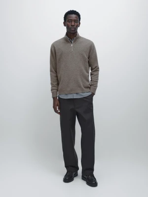 Sweter Z Dzianiny Z Półgolfem I Suwakiem - Ciemny Khaki - - Massimo Dutti - Mężczyzna