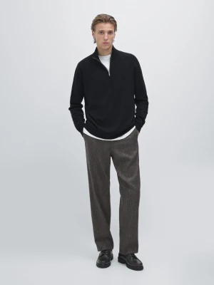 Sweter Z Dzianiny Z Półgolfem I Suwakiem - Granatowy - - Massimo Dutti - Mężczyzna